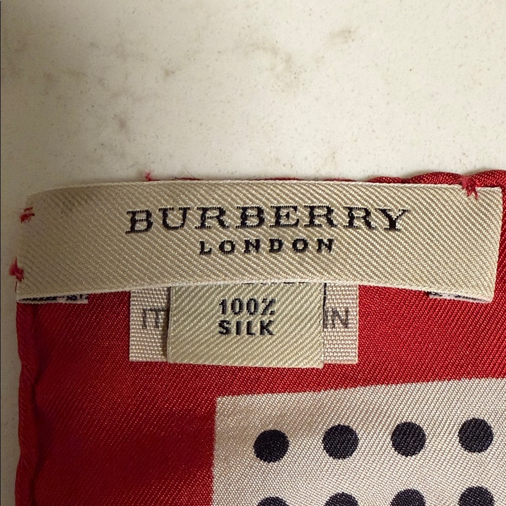 Burberry London Silk Scarf in Red and White